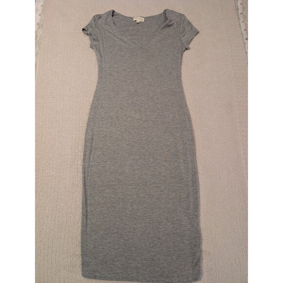 Anthropologie Dresses & Skirts - See You Monday Dress Womens M Grey Midi Sheath Bodycon Stretch Anthropologie